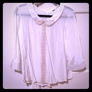 Free People boat neck back button down shirt